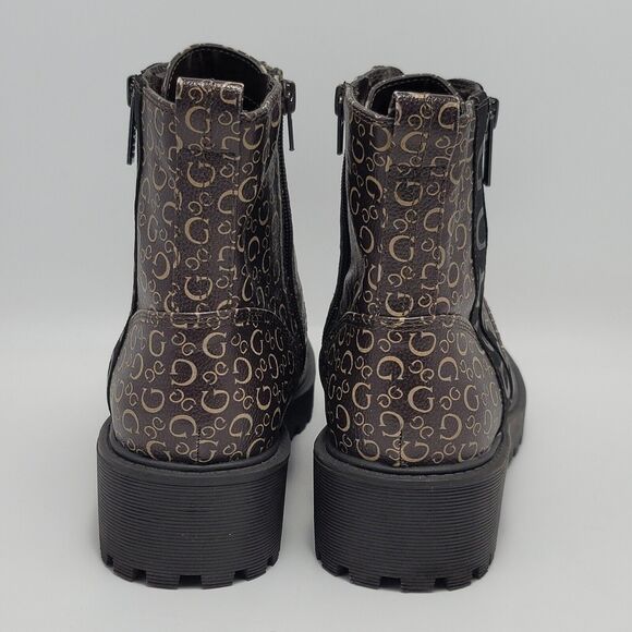 Guess Los Angeles Womens Brown Logo Ankle Combat Lace Up Boots Side Zip Sz 8.5M - Picture 4 of 12